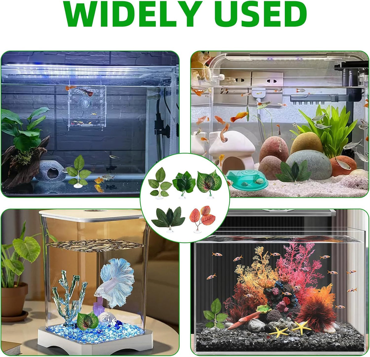 Betta Fish Plant Hammock - Aquarium Floating Leaf Decor with Suction Cup Beta Fish Hideout for Resting Simulating Habitat