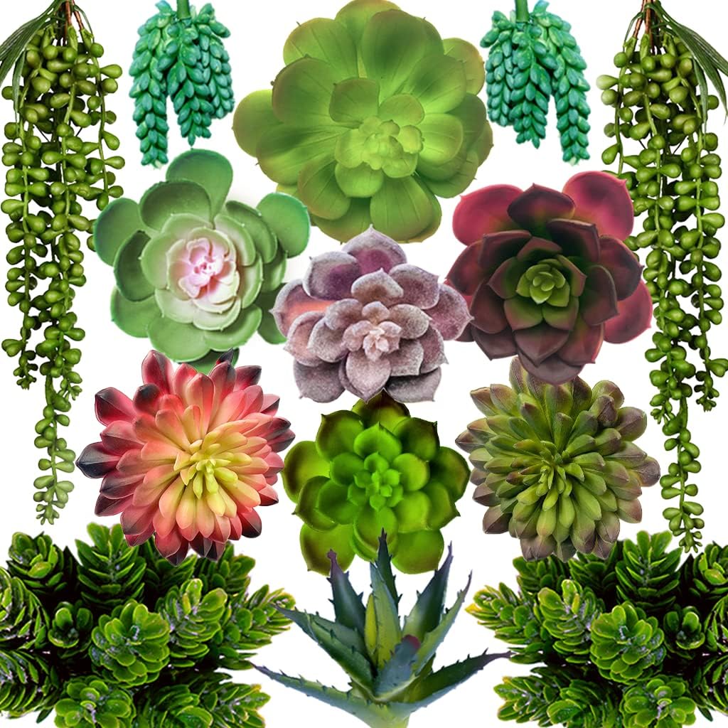 Artificial Succulents Plants Unpotted -14 Pack– Large Fake Succulent Plant Indoor Outdoors – Realistic Faux Cactus Suculentas Bulk for Home DIY Décor – Small Desert Plastic Cacti Succulants
