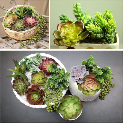 Artificial Succulents Plants Unpotted -14 Pack– Large Fake Succulent Plant Indoor Outdoors – Realistic Faux Cactus Suculentas Bulk for Home DIY Décor – Small Desert Plastic Cacti Succulants