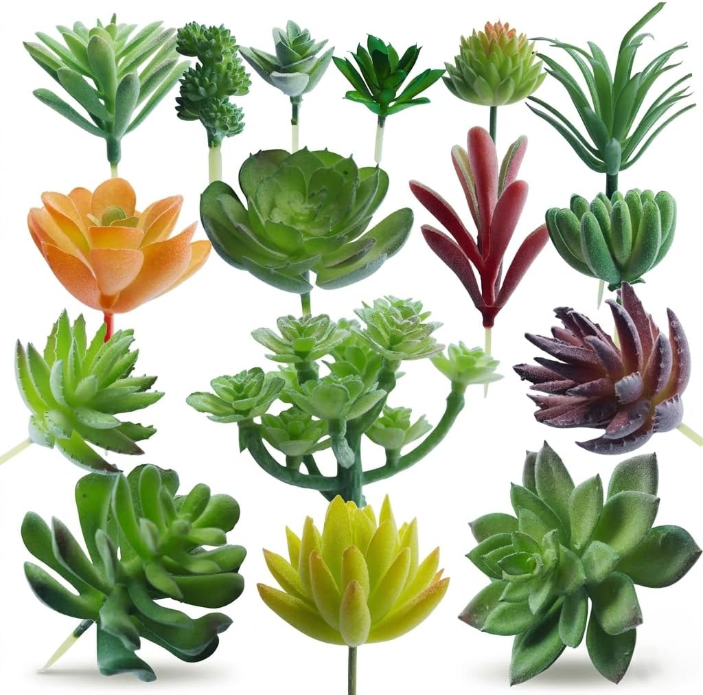 Artificial Succulents Plants Unpotted -14 Pack– Large Fake Succulent Plant Indoor Outdoors – Realistic Faux Cactus Suculentas Bulk for Home DIY Décor – Small Desert Plastic Cacti Succulants