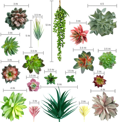 Artificial Succulents Plants Unpotted -14 Pack– Large Fake Succulent Plant Indoor Outdoors – Realistic Faux Cactus Suculentas Bulk for Home DIY Décor – Small Desert Plastic Cacti Succulants