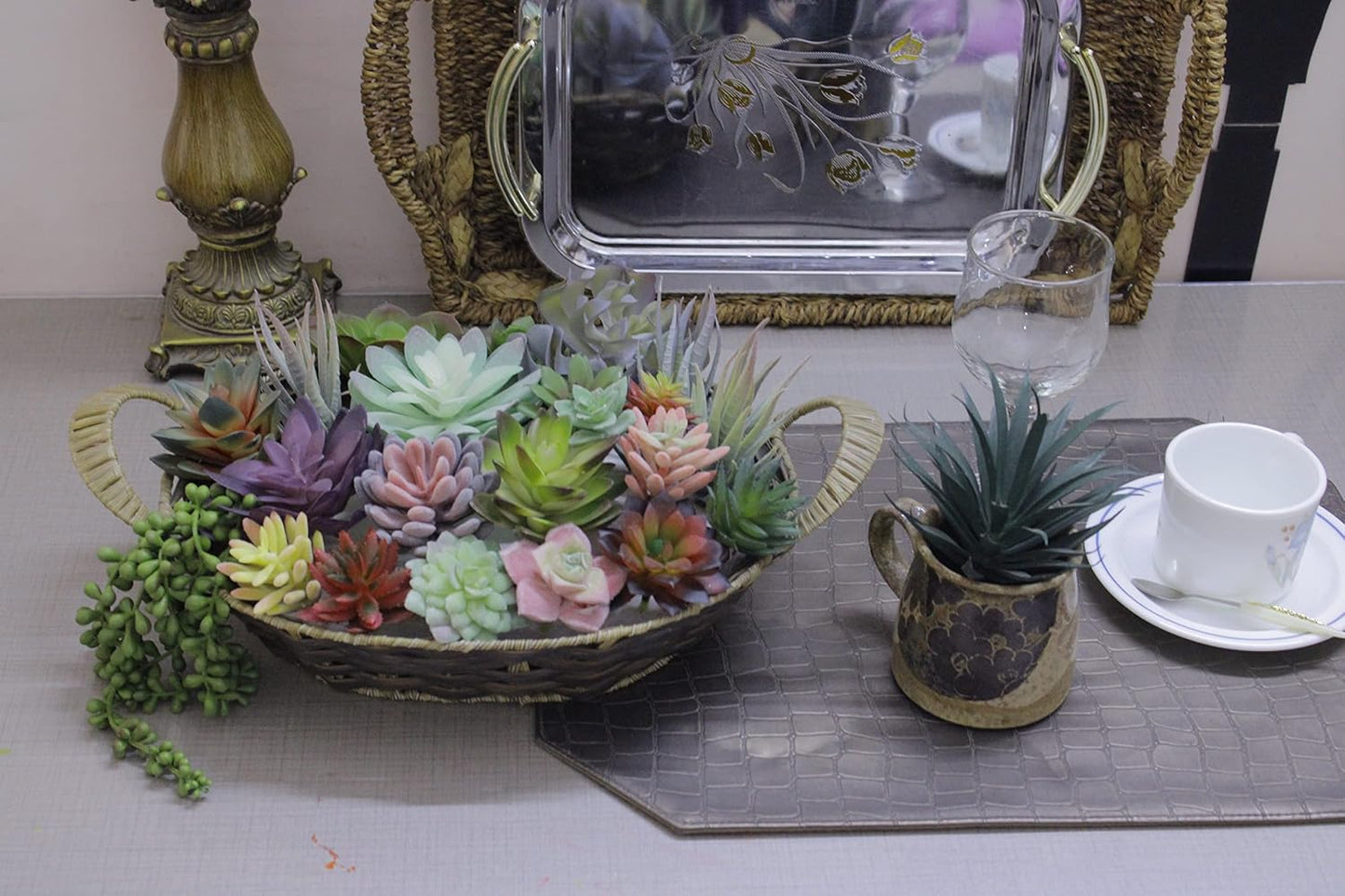 Artificial Succulents Plants Unpotted -14 Pack– Large Fake Succulent Plant Indoor Outdoors – Realistic Faux Cactus Suculentas Bulk for Home DIY Décor – Small Desert Plastic Cacti Succulants