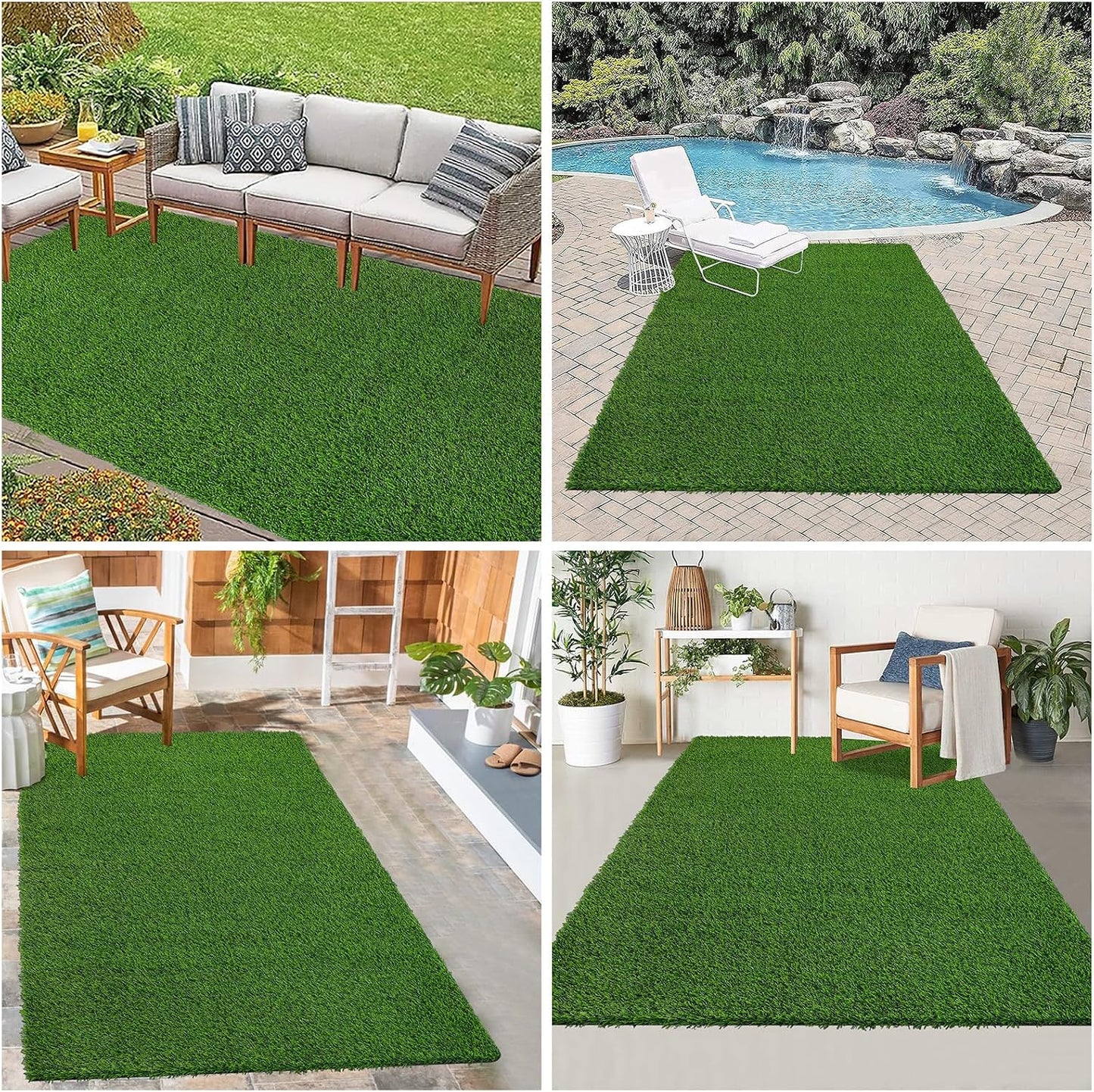 Artificial Grass Rug Indoor Outdoor Rug, 3x5Ft Dog Grass Mat with Drainage Holes, Synthetic Artificial Grass Turf Fake Grass Rug for Balcony Garden Lawn Landscape, 3x5Ft