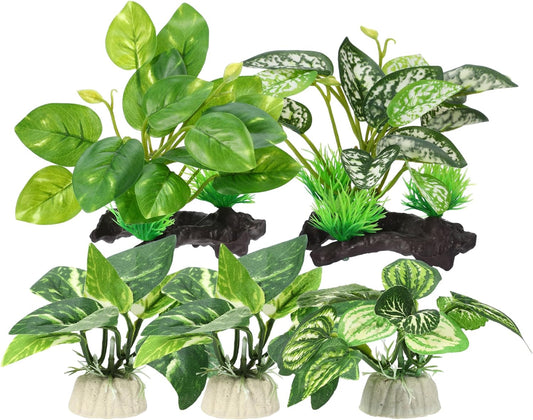 Silk Aquarium Plastic Plants Fish Tank Decor Driftwood for Fish Green 5pcs