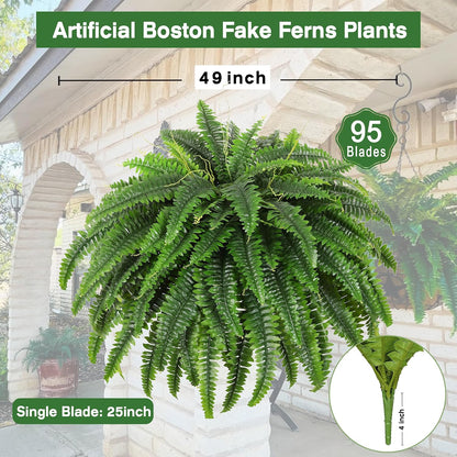 49" Artificial Boston Fern, Outdoor Faux Plant