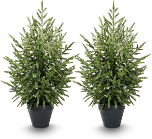 3ftArtificial Topiary Trees for Outdoor Front Porch Décor, Real Touch Norfolk Pine Tree, UV Rated Fake Potted Plants for Outdoor Indoor Door Garden Farmhouse Home Decoration
