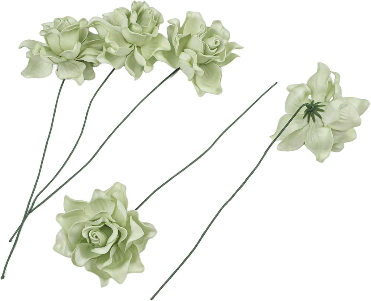 5pcs Artificial Gardenia Flowers, Vibrant EVA Simulated Bouquet for Home Decor, Living Room, Bedroom Centerpiece, Wedding Party Decoration, Low Maintenance Fake Plants(Gray)