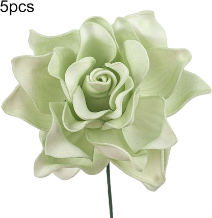 5pcs Artificial Gardenia Flowers, Vibrant EVA Simulated Bouquet for Home Decor, Living Room, Bedroom Centerpiece, Wedding Party Decoration, Low Maintenance Fake Plants(Gray)