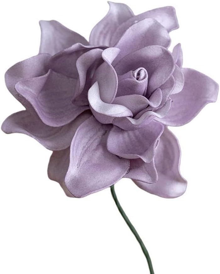 5pcs Artificial Gardenia Flowers, Vibrant EVA Simulated Bouquet for Home Decor, Living Room, Bedroom Centerpiece, Wedding Party Decoration, Low Maintenance Fake Plants(Gray)