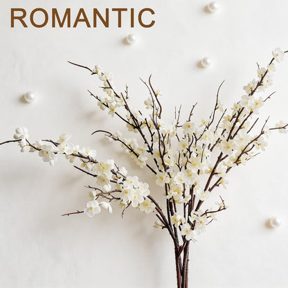 Cherry Blossom Branches 39 Inch 6PC White Cheery Blossom Branches for Decor | White Cherry Blossom Branches Faux Cherry Blossom Decor, Trimmable Silk Flowers for Home Decor Indoor, Table Centerpieces