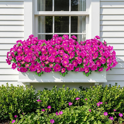 Artificial Camellia Flowers for Outdoors, Purple, 4 Pcs | Faux silk flowers, UV resistant, care-free, adjustable stems, planter outside patio garden balcony door porch decor