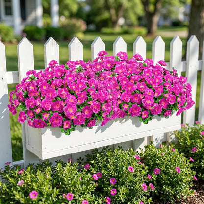 Artificial Camellia Flowers for Outdoors, Purple, 4 Pcs | Faux silk flowers, UV resistant, care-free, adjustable stems, planter outside patio garden balcony door porch decor