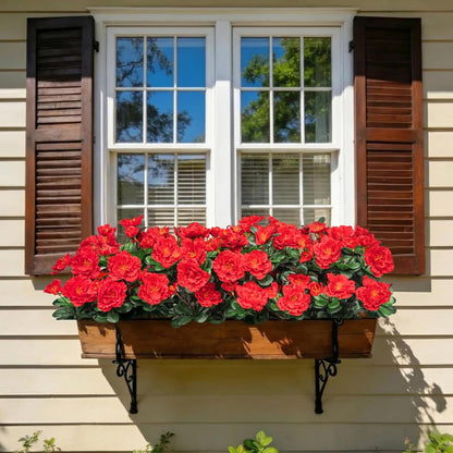 Artificial Camellia Flowers for Outdoors, Purple, 4 Pcs | Faux silk flowers, UV resistant, care-free, adjustable stems, planter outside patio garden balcony door porch decor