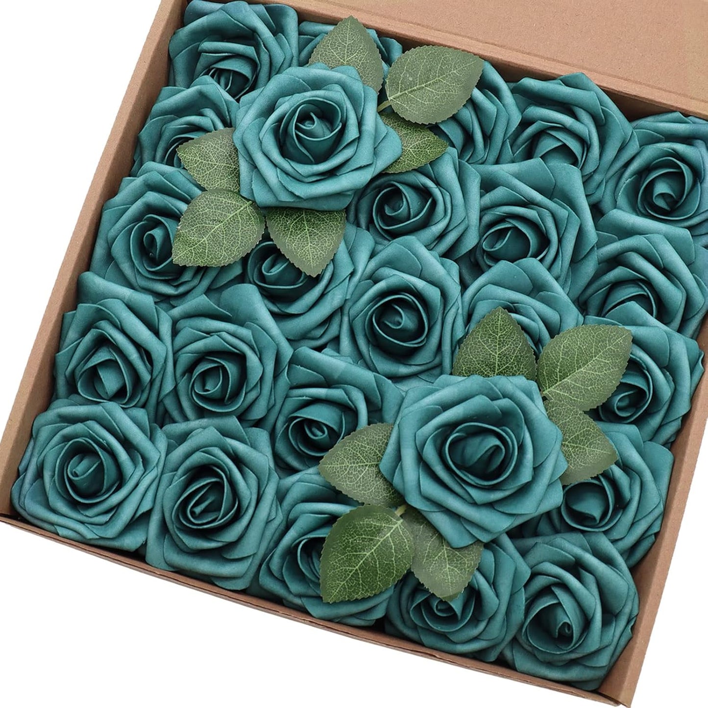 Artificial Flowers 25PCS Real Looking Mixed Living Coral Fake Roses with Stem for DIY Wedding Bouquets Centerpieces Baby Shower Party Home Decorations