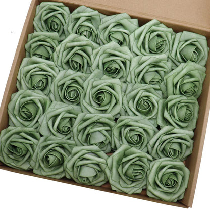 Artificial Flowers 25PCS Real Looking Mixed Living Coral Fake Roses with Stem for DIY Wedding Bouquets Centerpieces Baby Shower Party Home Decorations