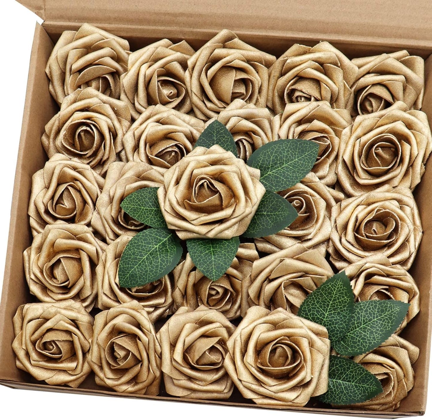 Artificial Flowers 25PCS Real Looking Mixed Living Coral Fake Roses with Stem for DIY Wedding Bouquets Centerpieces Baby Shower Party Home Decorations