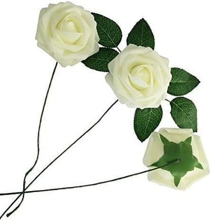 Artificial Flowers 25PCS Real Looking Mixed Living Coral Fake Roses with Stem for DIY Wedding Bouquets Centerpieces Baby Shower Party Home Decorations