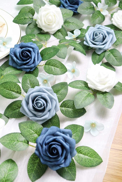 Artificial Flowers 25PCS Real Looking Mixed Living Coral Fake Roses with Stem for DIY Wedding Bouquets Centerpieces Baby Shower Party Home Decorations