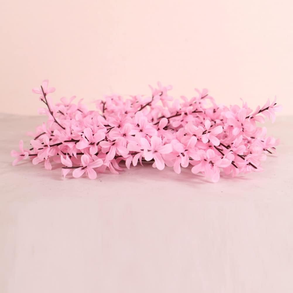 Ochine Artificial Forsythia Flower Wreath, Artificial Pink Forsythia Flower Wreath, Spring Wreath Summer Wreath Grapevine Yellow Wreath All Year Around Wreath for Front Door Wall Window Home Decor