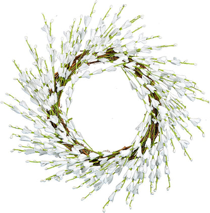 Ochine Artificial Forsythia Flower Wreath, Artificial Pink Forsythia Flower Wreath, Spring Wreath Summer Wreath Grapevine Yellow Wreath All Year Around Wreath for Front Door Wall Window Home Decor