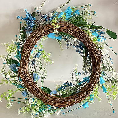 Ochine Artificial Forsythia Flower Wreath, Artificial Pink Forsythia Flower Wreath, Spring Wreath Summer Wreath Grapevine Yellow Wreath All Year Around Wreath for Front Door Wall Window Home Decor