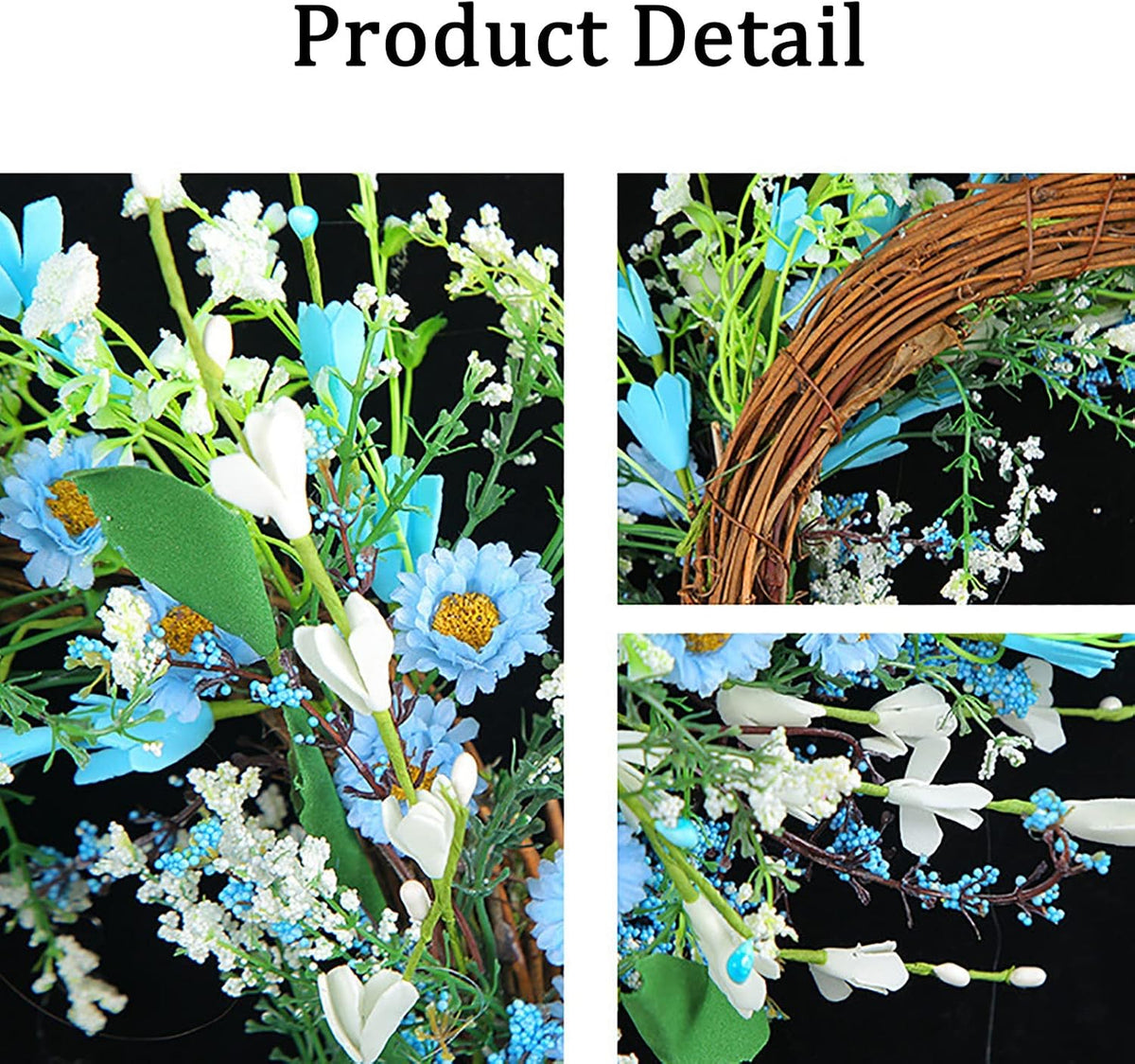Ochine Artificial Forsythia Flower Wreath, Artificial Pink Forsythia Flower Wreath, Spring Wreath Summer Wreath Grapevine Yellow Wreath All Year Around Wreath for Front Door Wall Window Home Decor
