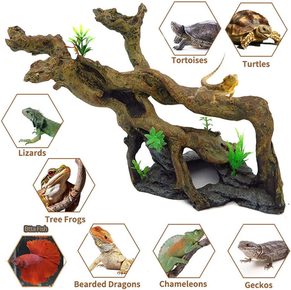 Fish Tank Decorations Aquarium Décor Resin Artificial Tree Trunk Root (E)