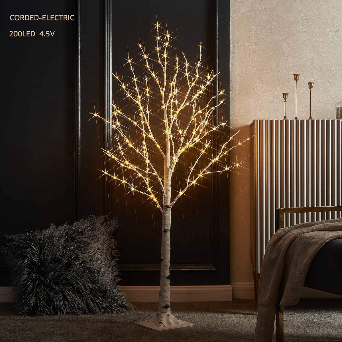 Lighted Birch Twig Tree with Fairy Lights 4FT 200 LED Lights for Indoor Outdoor Home Christmas Holiday Decoration