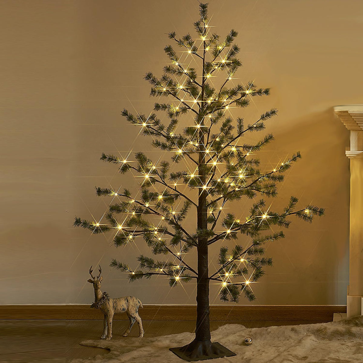 Lighted Birch Twig Tree with Fairy Lights 4FT 200 LED Lights for Indoor Outdoor Home Christmas Holiday Decoration