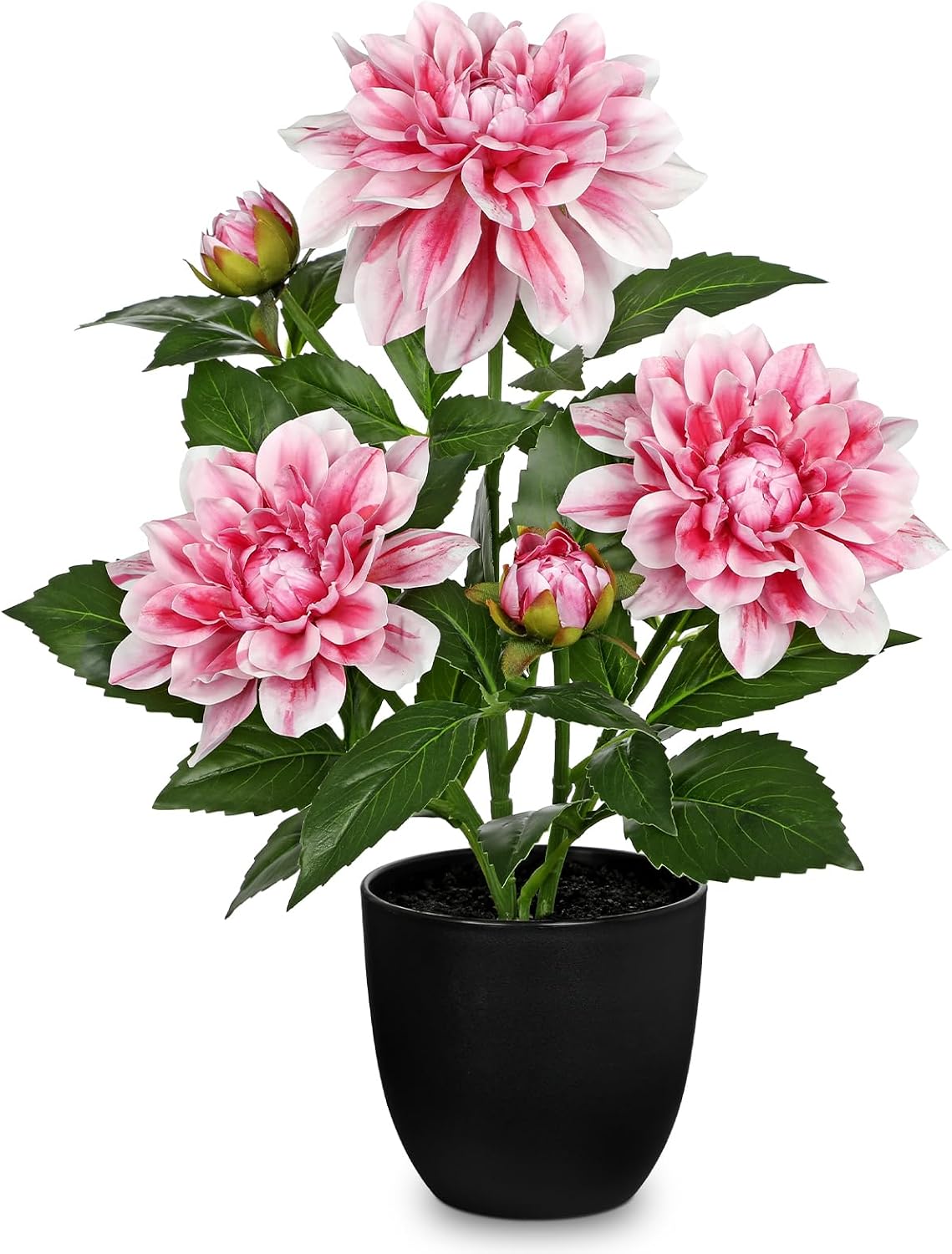 Artificial Flowers 18.5" Tall with Silk Wisteria Pink Flower Arrangement and Realistic Wood Fake Bonsai Tree Plants Faux Plants for Spring Home Bedroom Office Bathroom Coffee Table Centerpiece Decor
