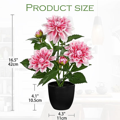 Artificial Flowers 18.5" Tall with Silk Wisteria Pink Flower Arrangement and Realistic Wood Fake Bonsai Tree Plants Faux Plants for Spring Home Bedroom Office Bathroom Coffee Table Centerpiece Decor