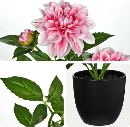 Artificial Flowers 18.5" Tall with Silk Wisteria Pink Flower Arrangement and Realistic Wood Fake Bonsai Tree Plants Faux Plants for Spring Home Bedroom Office Bathroom Coffee Table Centerpiece Decor