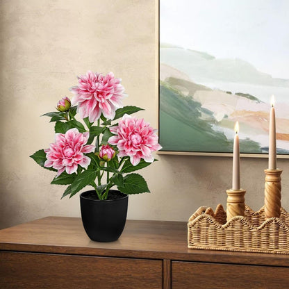 Artificial Flowers 18.5" Tall with Silk Wisteria Pink Flower Arrangement and Realistic Wood Fake Bonsai Tree Plants Faux Plants for Spring Home Bedroom Office Bathroom Coffee Table Centerpiece Decor