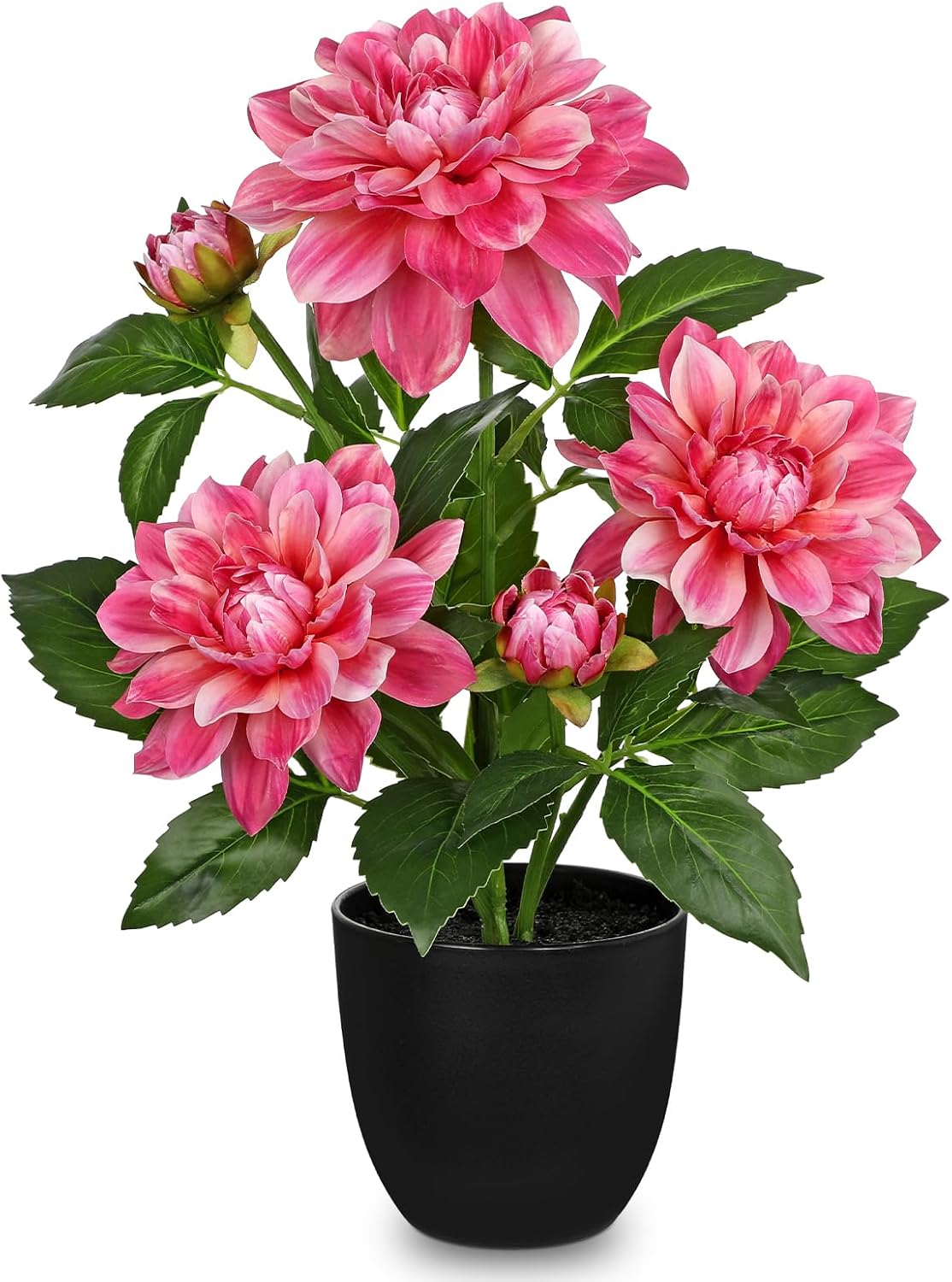 Artificial Flowers 18.5" Tall with Silk Wisteria Pink Flower Arrangement and Realistic Wood Fake Bonsai Tree Plants Faux Plants for Spring Home Bedroom Office Bathroom Coffee Table Centerpiece Decor