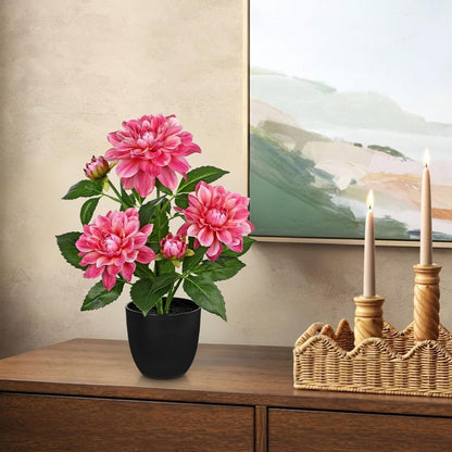 Artificial Flowers 18.5" Tall with Silk Wisteria Pink Flower Arrangement and Realistic Wood Fake Bonsai Tree Plants Faux Plants for Spring Home Bedroom Office Bathroom Coffee Table Centerpiece Decor