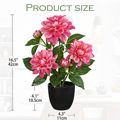 Artificial Flowers 18.5" Tall with Silk Wisteria Pink Flower Arrangement and Realistic Wood Fake Bonsai Tree Plants Faux Plants for Spring Home Bedroom Office Bathroom Coffee Table Centerpiece Decor