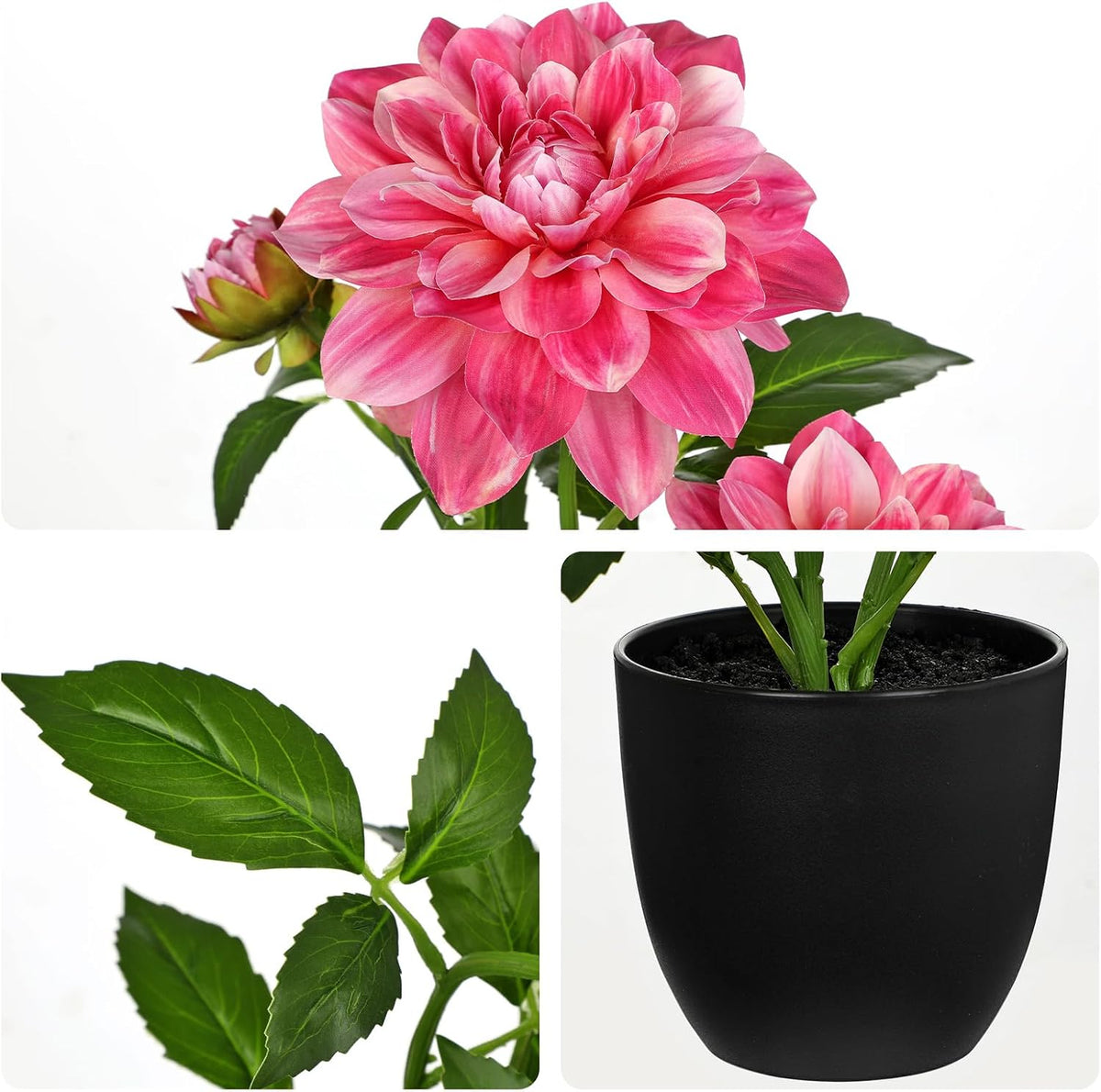 Artificial Flowers 18.5" Tall with Silk Wisteria Pink Flower Arrangement and Realistic Wood Fake Bonsai Tree Plants Faux Plants for Spring Home Bedroom Office Bathroom Coffee Table Centerpiece Decor