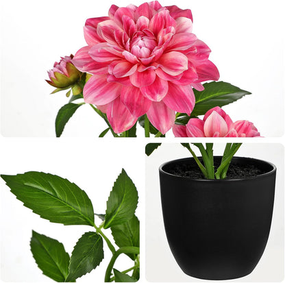 Artificial Flowers 18.5" Tall with Silk Wisteria Pink Flower Arrangement and Realistic Wood Fake Bonsai Tree Plants Faux Plants for Spring Home Bedroom Office Bathroom Coffee Table Centerpiece Decor