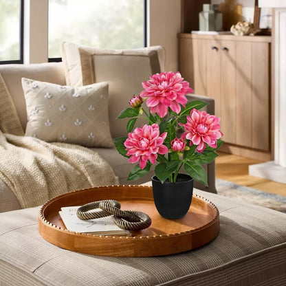 Artificial Flowers 18.5" Tall with Silk Wisteria Pink Flower Arrangement and Realistic Wood Fake Bonsai Tree Plants Faux Plants for Spring Home Bedroom Office Bathroom Coffee Table Centerpiece Decor