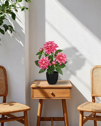 Artificial Flowers 18.5" Tall with Silk Wisteria Pink Flower Arrangement and Realistic Wood Fake Bonsai Tree Plants Faux Plants for Spring Home Bedroom Office Bathroom Coffee Table Centerpiece Decor