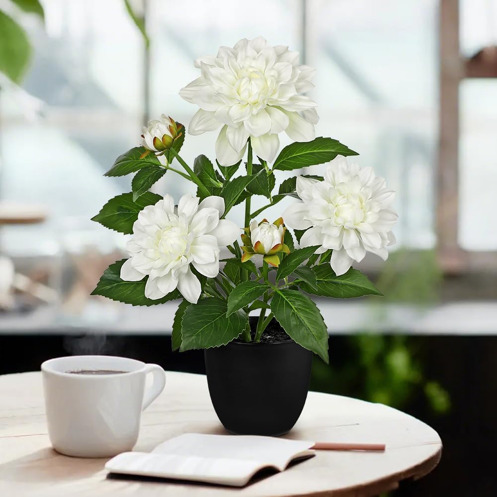 Artificial Flowers 18.5" Tall with Silk Wisteria Pink Flower Arrangement and Realistic Wood Fake Bonsai Tree Plants Faux Plants for Spring Home Bedroom Office Bathroom Coffee Table Centerpiece Decor