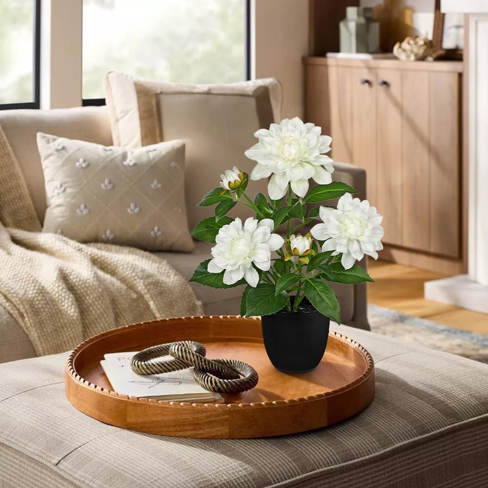 Artificial Flowers 18.5" Tall with Silk Wisteria Pink Flower Arrangement and Realistic Wood Fake Bonsai Tree Plants Faux Plants for Spring Home Bedroom Office Bathroom Coffee Table Centerpiece Decor