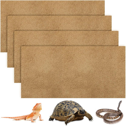Haull 4 Pcs Reptile Carpet Terrarium Floor Mat Liner, 47 x 24 Inch, Coffee