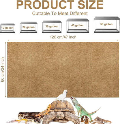 Haull 4 Pcs Reptile Carpet Terrarium Floor Mat Liner, 47 x 24 Inch, Coffee
