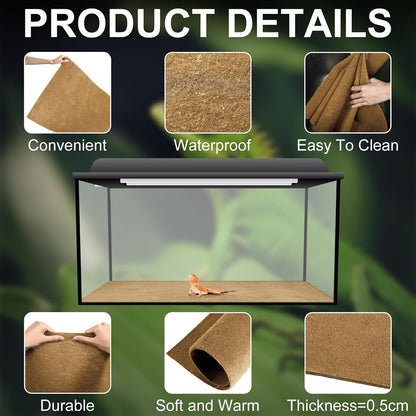 Haull 4 Pcs Reptile Carpet Terrarium Floor Mat Liner, 47 x 24 Inch, Coffee