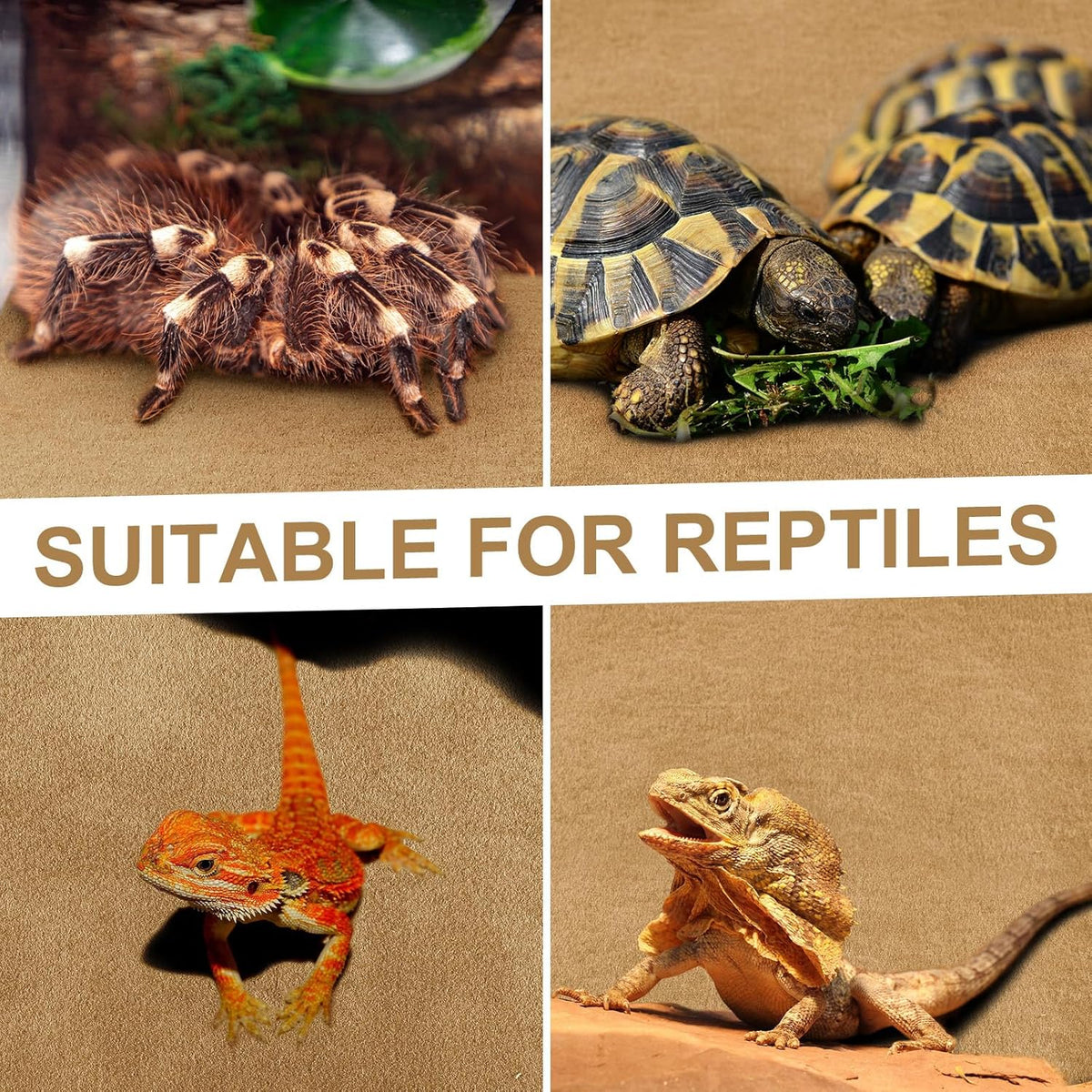 Haull 4 Pcs Reptile Carpet Terrarium Floor Mat Liner, 47 x 24 Inch, Coffee