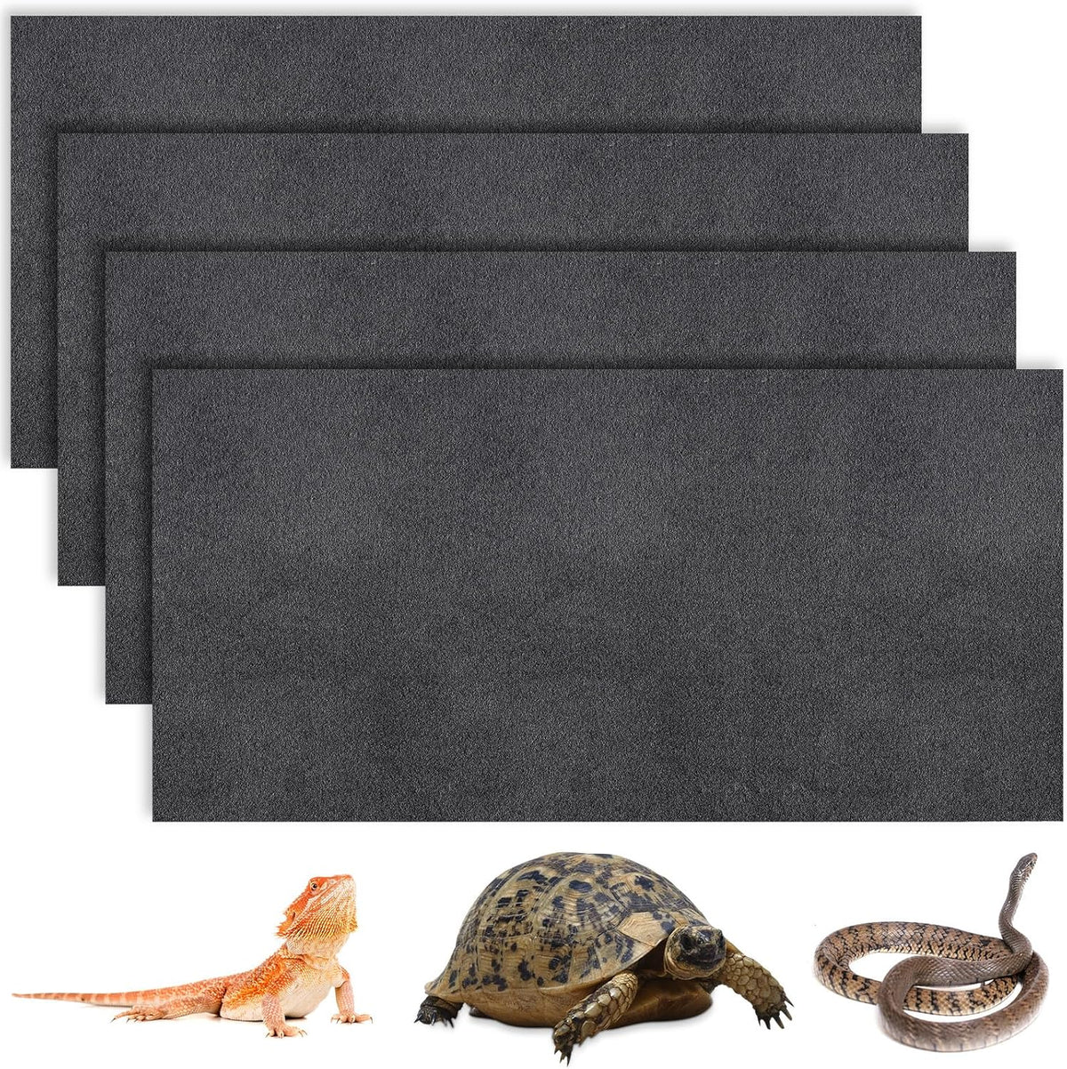Haull 4 Pcs Reptile Carpet Terrarium Floor Mat Liner, 47 x 24 Inch, Coffee