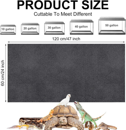 Haull 4 Pcs Reptile Carpet Terrarium Floor Mat Liner, 47 x 24 Inch, Coffee