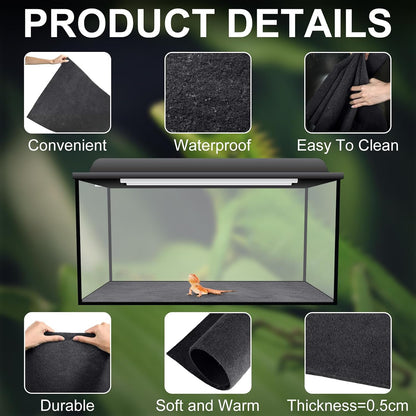 Haull 4 Pcs Reptile Carpet Terrarium Floor Mat Liner, 47 x 24 Inch, Coffee