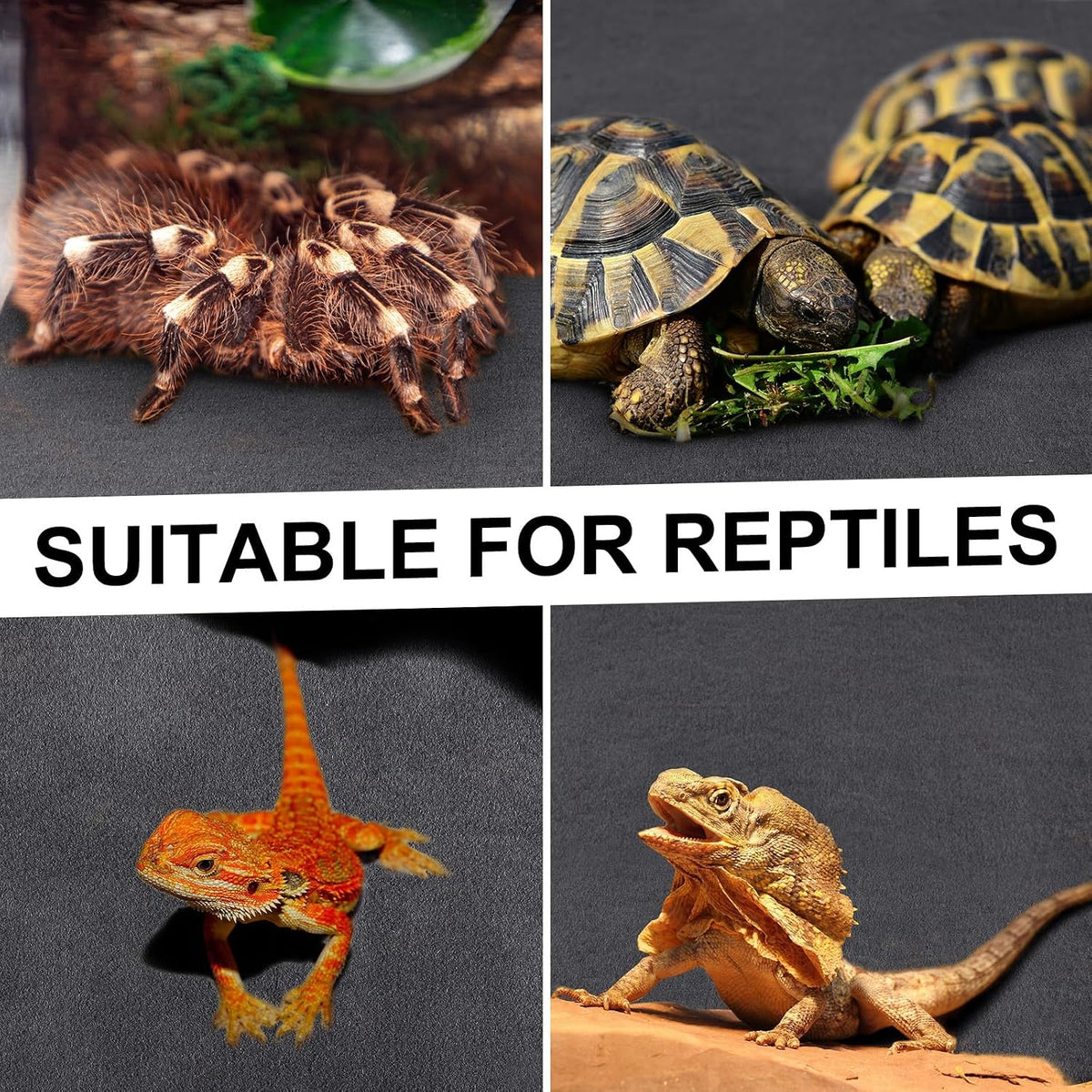 Haull 4 Pcs Reptile Carpet Terrarium Floor Mat Liner, 47 x 24 Inch, Coffee